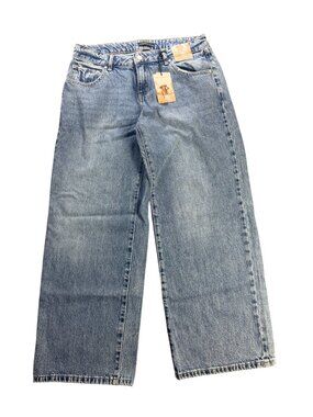 Sincerely Jules Low Rise Baggy Jeans Size 7/28 Light Wash Denim Elastic Waistban